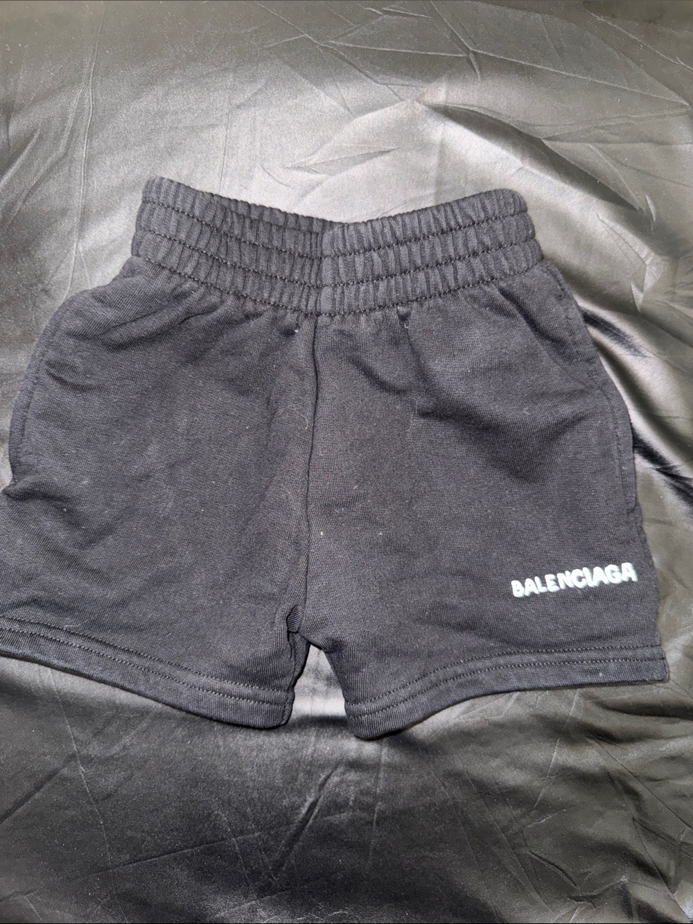 Balenciaga Kids Black Logo Cotton Shorts with White Branding